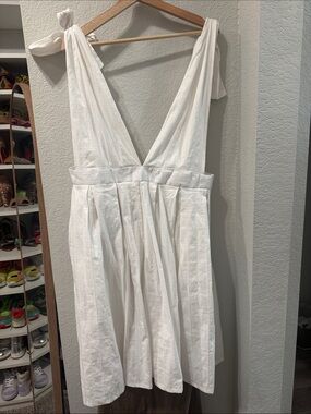 White Backless Tie-Shoulder Dress